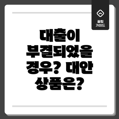 대출이 부결되었을 경우? 대안 상품은?