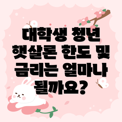 대학생 청년 햇살론 한도 및 금리는 얼마나 될까요?