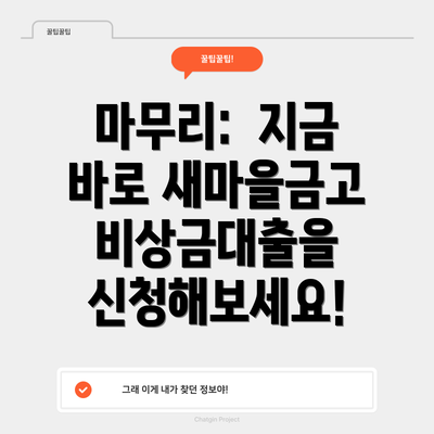 마무리:  지금 바로 새마을금고 비상금대출을 신청해보세요!