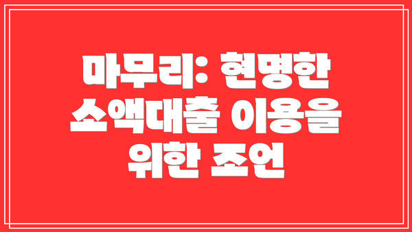 마무리: 현명한 소액대출 이용을 위한 조언