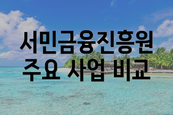 서민금융진흥원 주요 사업 비교