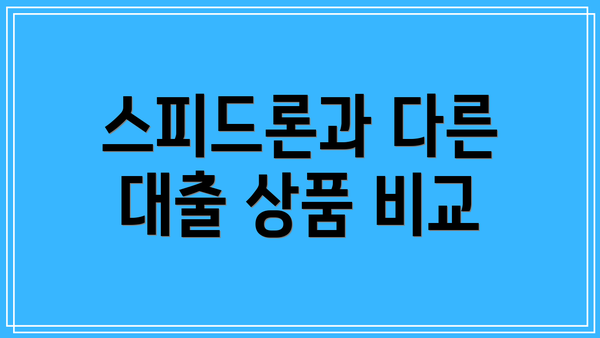 스피드론과 다른 대출 상품 비교