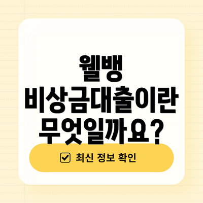 웰뱅 비상금대출이란 무엇일까요?