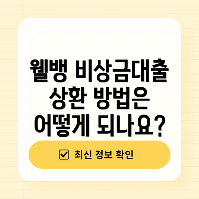 웰뱅 비상금대출 상환 방법은 어떻게 되나요?