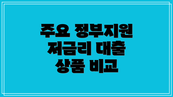 주요 정부지원 저금리 대출 상품 비교