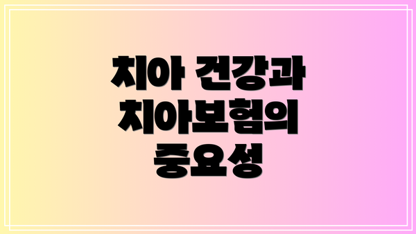 치아 건강과 치아보험의 중요성