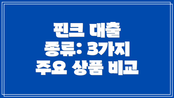 핀크 대출 종류: 3가지 주요 상품 비교