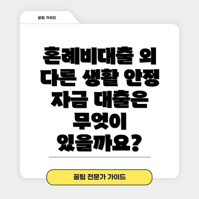혼례비대출 외 다른 생활 안정 자금 대출은 무엇이 있을까요?