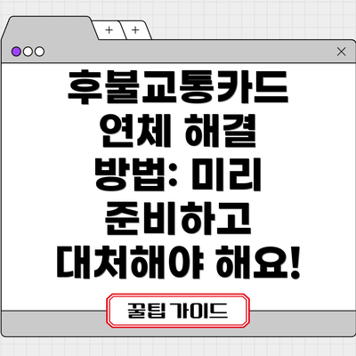 후불교통카드 연체 해결 방법: 미리 준비하고 대처해야 해요!