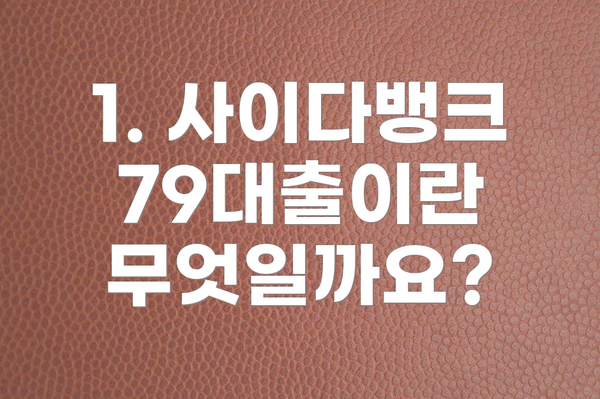 1. 사이다뱅크 79대출이란 무엇일까요?