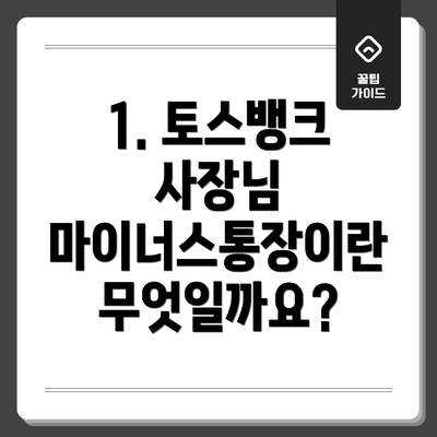 1. 토스뱅크 사장님 마이너스통장이란 무엇일까요?