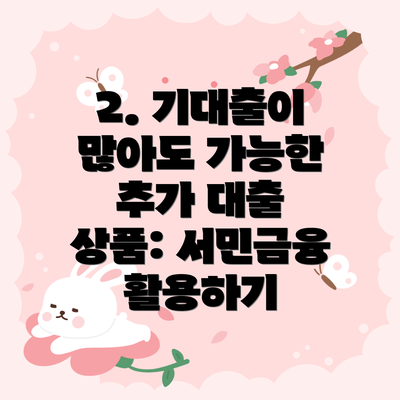 2. 기대출이 많아도 가능한 추가 대출 상품: 서민금융 활용하기