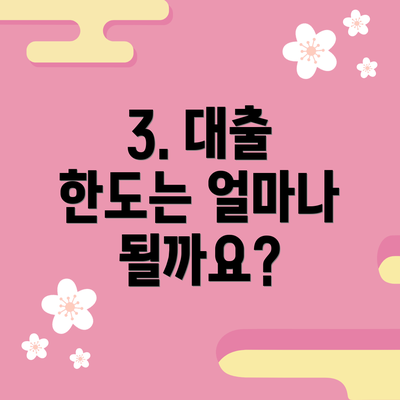 3. 대출 한도는 얼마나 될까요?