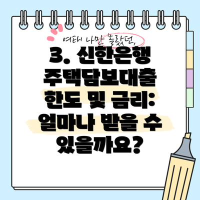 3. 신한은행 주택담보대출 한도 및 금리: 얼마나 받을 수 있을까요?