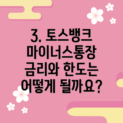 3. 토스뱅크 마이너스통장 금리와 한도는 어떻게 될까요?