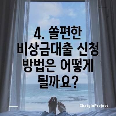 4. 쏠편한 비상금대출 신청 방법은 어떻게 될까요?