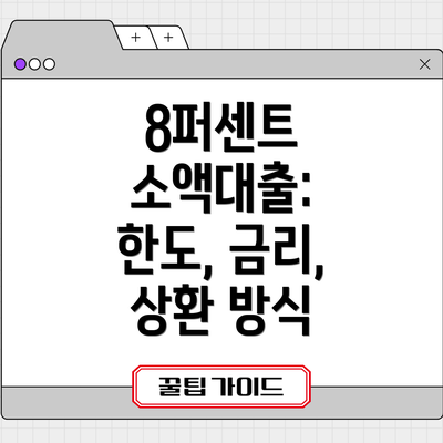 8퍼센트 소액대출: 한도, 금리, 상환 방식