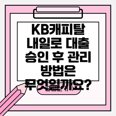 KB캐피탈 내일로 대출 승인 후 관리 방법은 무엇일까요?