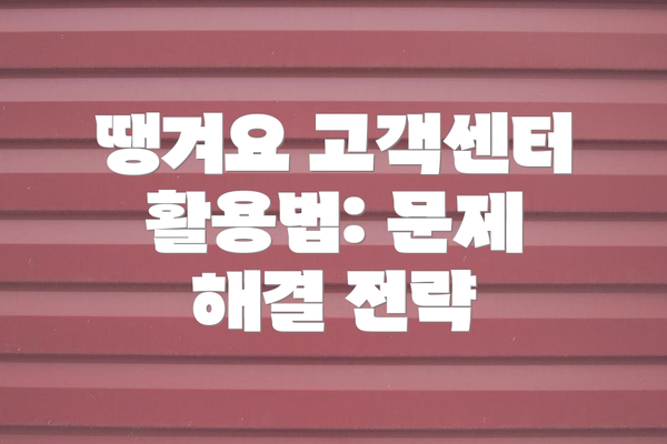 땡겨요 고객센터 활용법: 문제 해결 전략