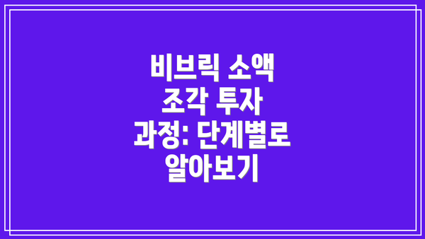비브릭 소액 조각 투자 과정: 단계별로 알아보기
