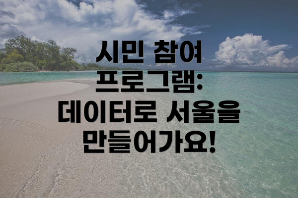 시민 참여 프로그램: 데이터로 서울을 만들어가요!