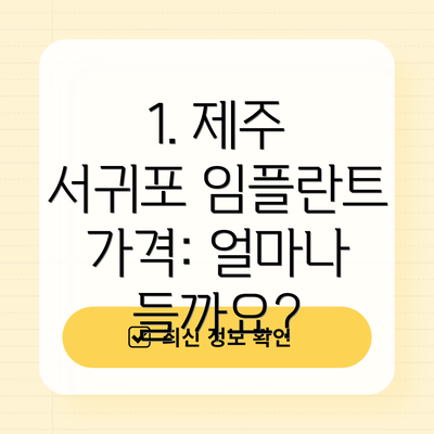 1. 제주 서귀포 임플란트 가격: 얼마나 들까요?