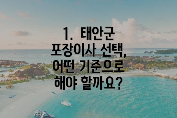 1.  태안군 포장이사 선택, 어떤 기준으로 해야 할까요?