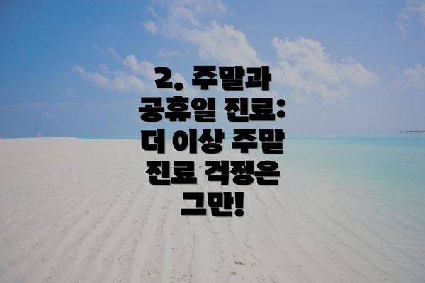 2. 주말과 공휴일 진료: 더 이상 주말 진료 걱정은 그만!