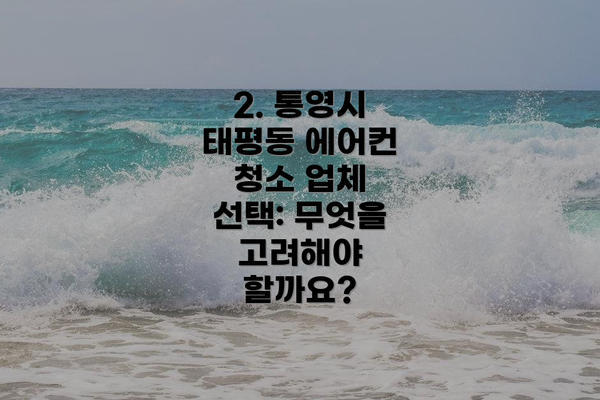 2. 통영시 태평동 에어컨 청소 업체 선택: 무엇을 고려해야 할까요?