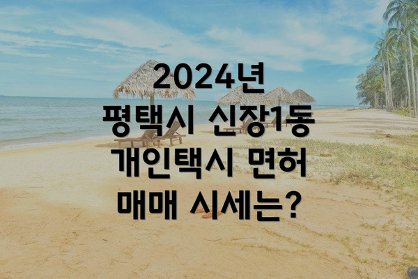 2024년 평택시 신장1동 개인택시 면허 매매 시세는?