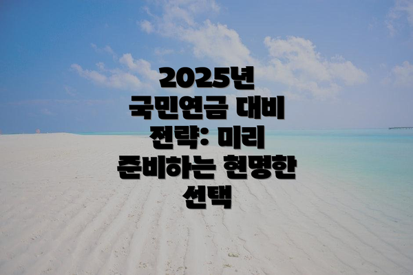 2025년 국민연금 대비 전략: 미리 준비하는 현명한 선택