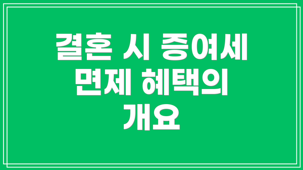 결혼 시 증여세 면제 혜택의 개요