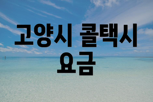 고양시 콜택시 요금