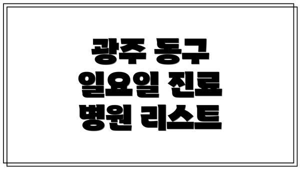 광주 동구 일요일 진료 병원 리스트