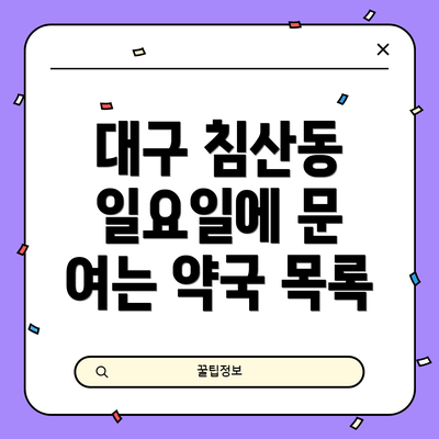 대구 침산동 일요일에 문 여는 약국 목록