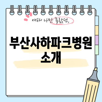 부산사하파크병원 소개