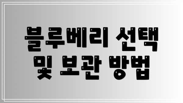 블루베리 선택 및 보관 방법