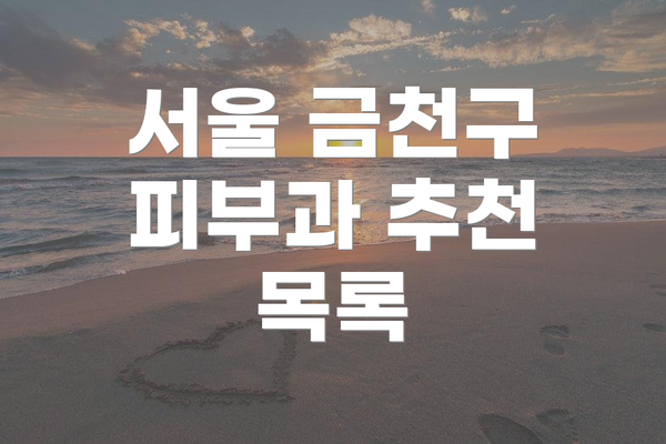 서울 금천구 피부과 추천 목록