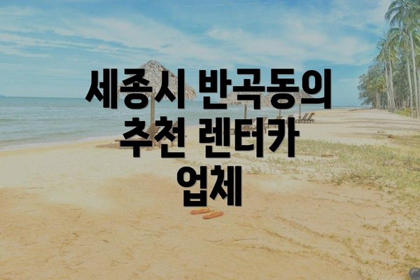 세종시 반곡동의 추천 렌터카 업체