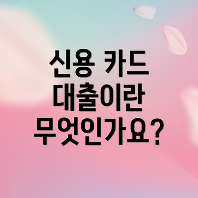 신용 카드 대출이란 무엇인가요?