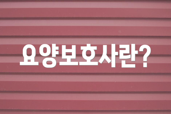 요양보호사란?