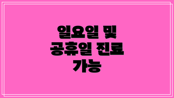 일요일 및 공휴일 진료 가능