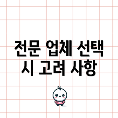 전문 업체 선택 시 고려 사항