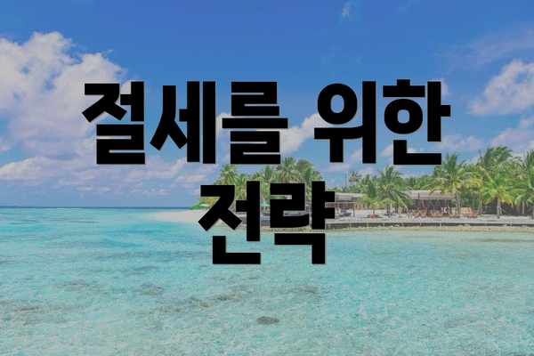 절세를 위한 전략