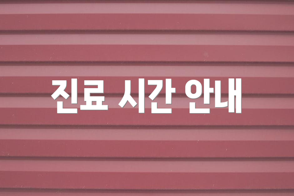 진료 시간 안내
