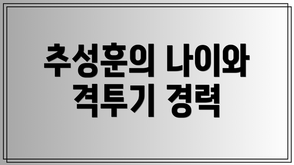 추성훈의 나이와 격투기 경력