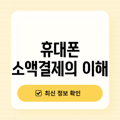 휴대폰 소액결제의 이해