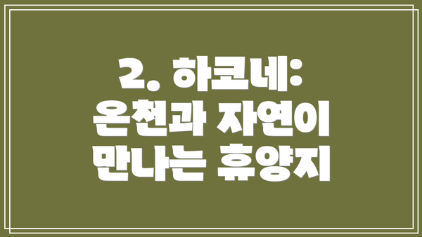 2. 하코네: 온천과 자연이 만나는 휴양지