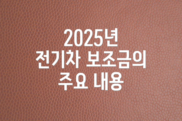 2025년 전기차 보조금의 주요 내용