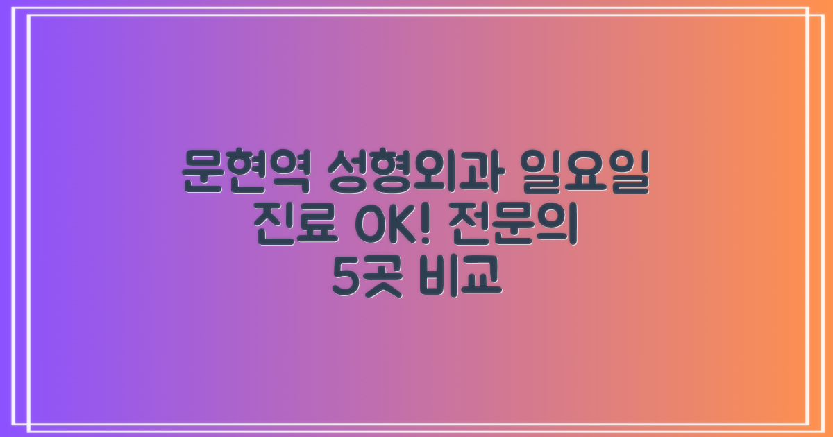문현역 성형외과 추천: 일요일 진료 가능한 전문의 5곳 비교 가이드